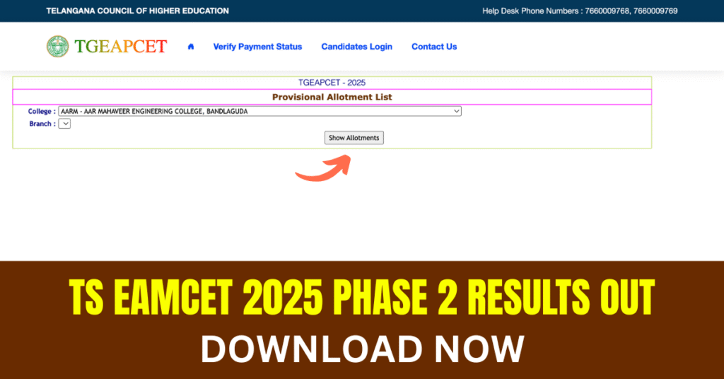 TS EAMCET 2025 Phase 2 Results Out