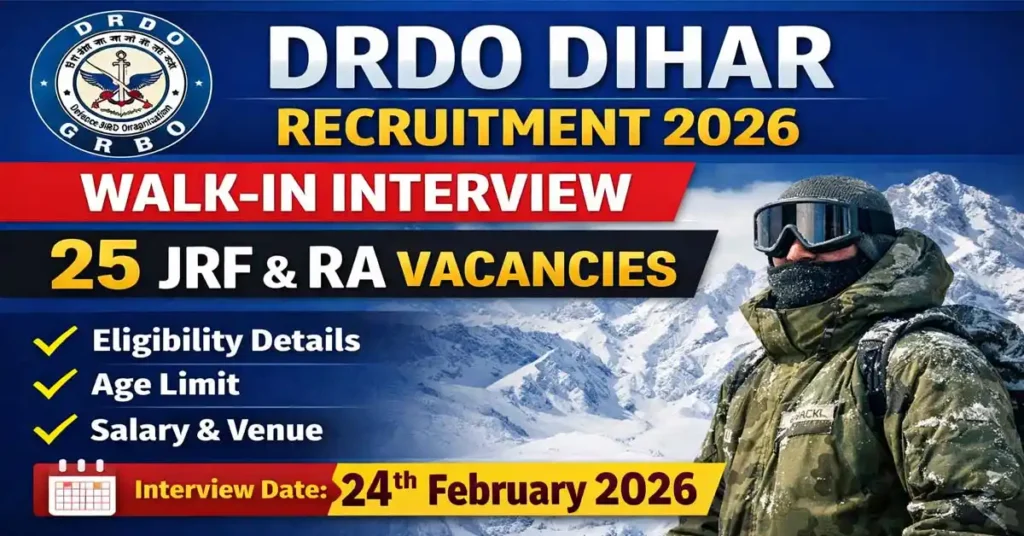 DRDO DIHAR Hiring 2026: Apply Now for JRF & RA Positions
