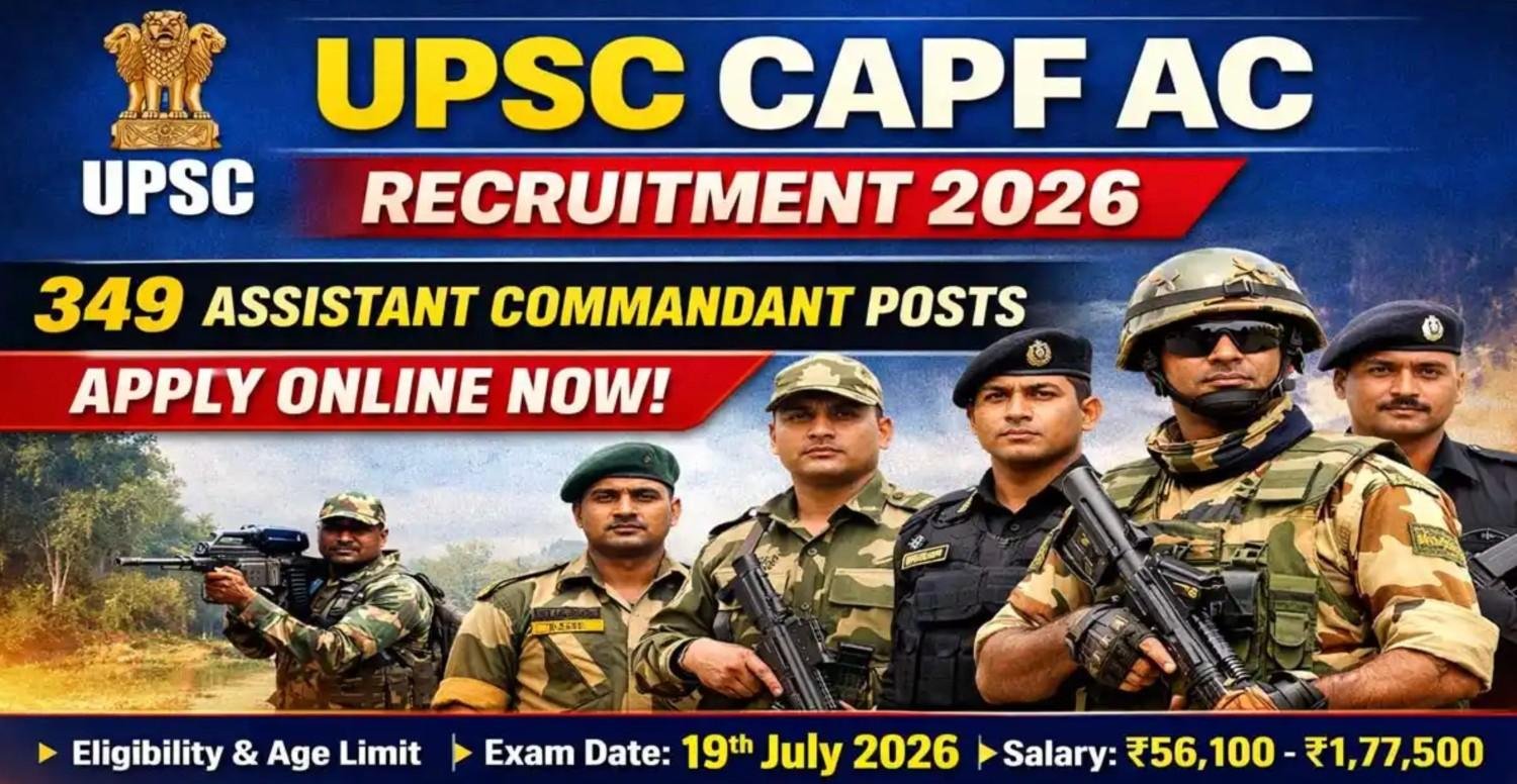 UPSC CAPF Recruitment 2026: 349 Vacancies – Apply Now!