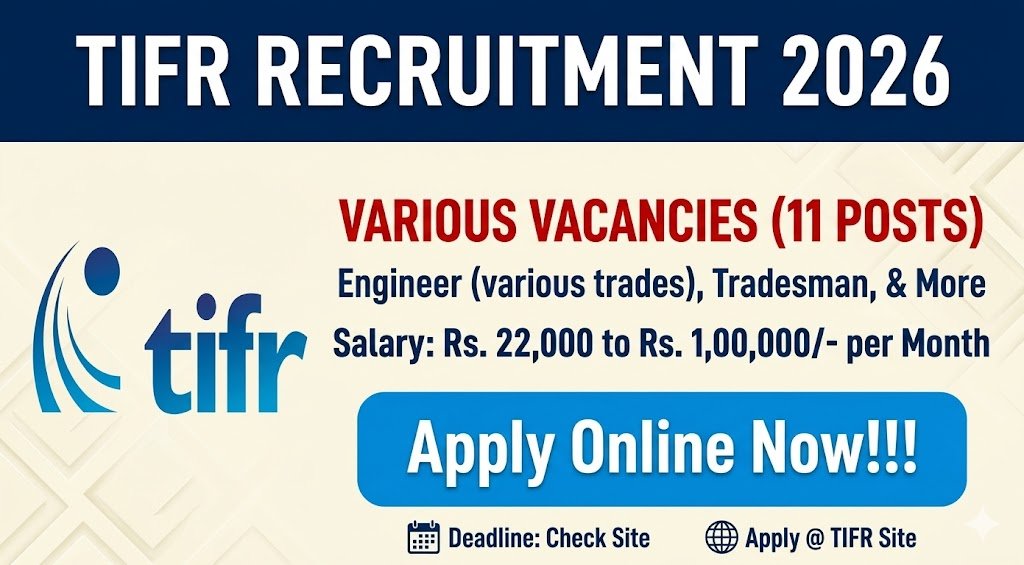 Tata Institute of Fundamental Research Hiring 2026: Apply Now for Recruitment