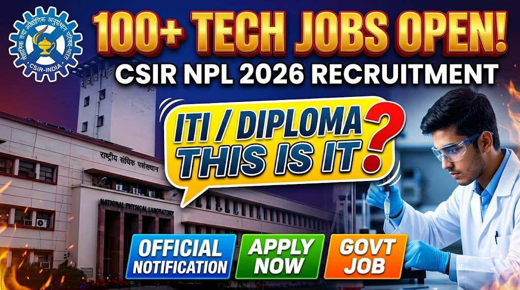 CSIR-NPL Technician Recruitment 2026: Apply Now for 20 Positions